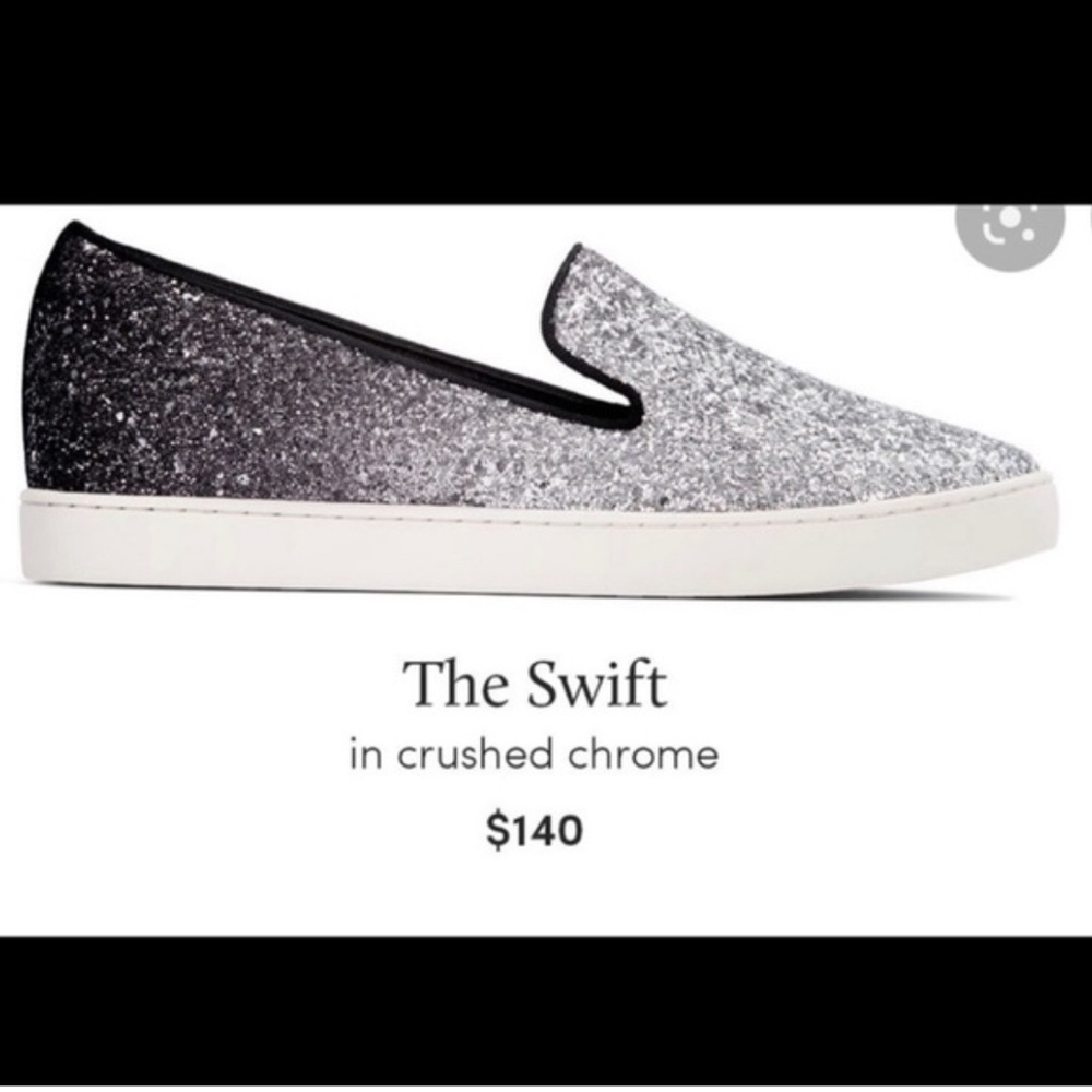 Birdies The Swift in Crushed Chrome - Black and Silver Flats